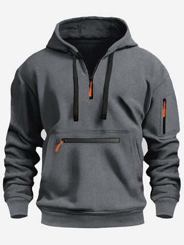 Loose Fit Fleece Half Zip Hoodie