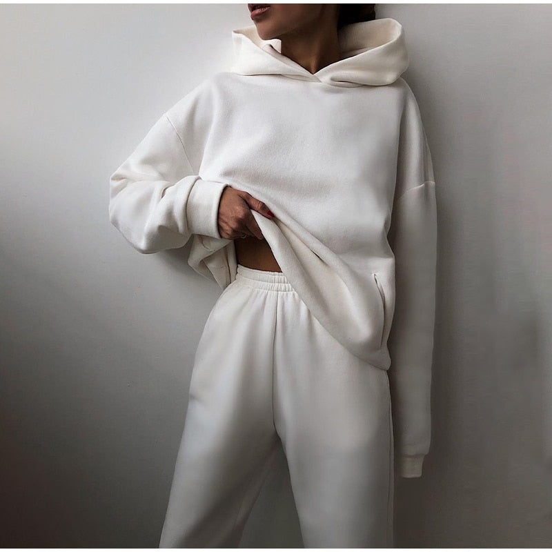 Women's Jogging Set - Oversized Hoodie & Pants - Soft Cotton - Relaxed Fit