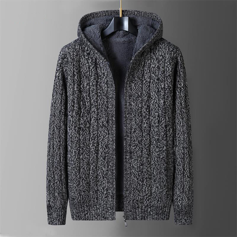 Nordic Wool Hooded Cardigan | Fleece-Lined Zip-Up Cardigan