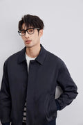 Men's Jacket – Relaxed Fit – Woven Cotton Blend – Button Closure – Classic Collar