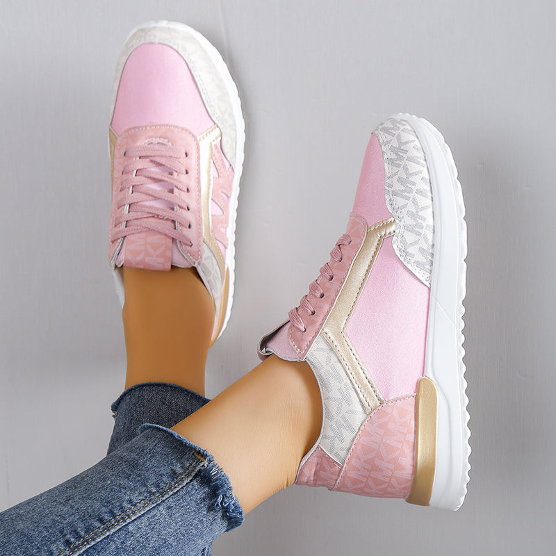 Women's Sneakers – Low Profile – Breathable Mesh – Shock-Absorbing Comfort – Lace-Up Closure