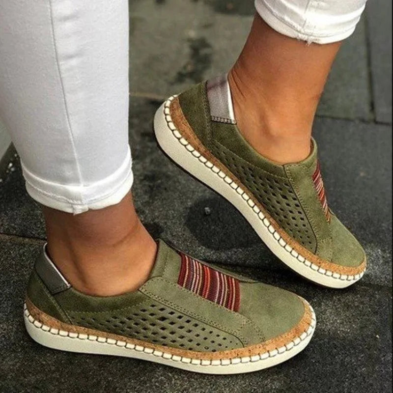 Women's Orthopedic Shoes – Breathable Upper – Elastic Details – Padded Sole – Slip-On