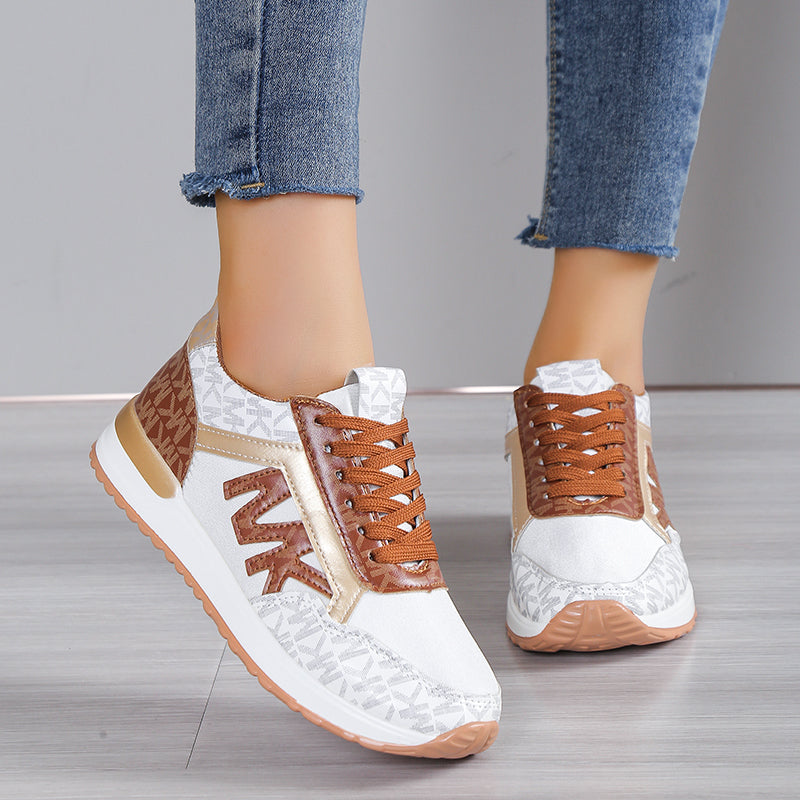 Women's Sneakers – Low Profile – Breathable Mesh – Shock-Absorbing Comfort – Lace-Up Closure