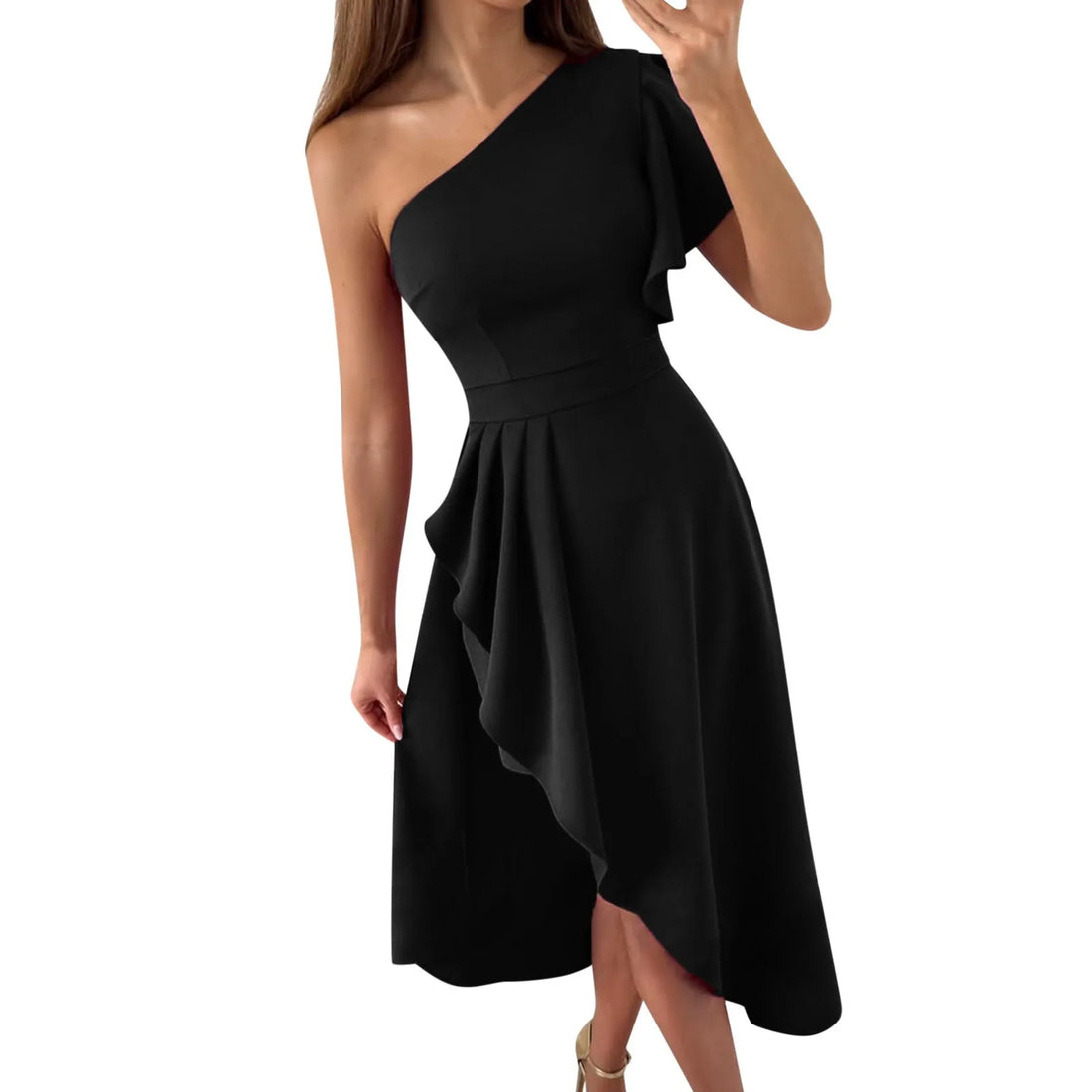 Elegant Asymmetric One-Shoulder Dress