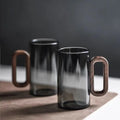 Smoked Glass Mug With Wooden Handle