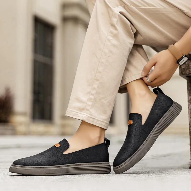 Leather Padded Sole Slip-On Moccasins