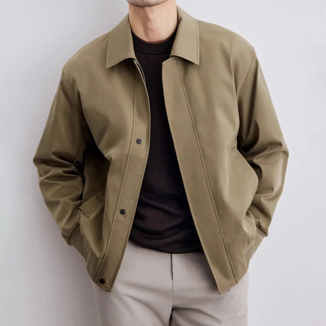 Woven Cotton Blend Relaxed Fit Jacket