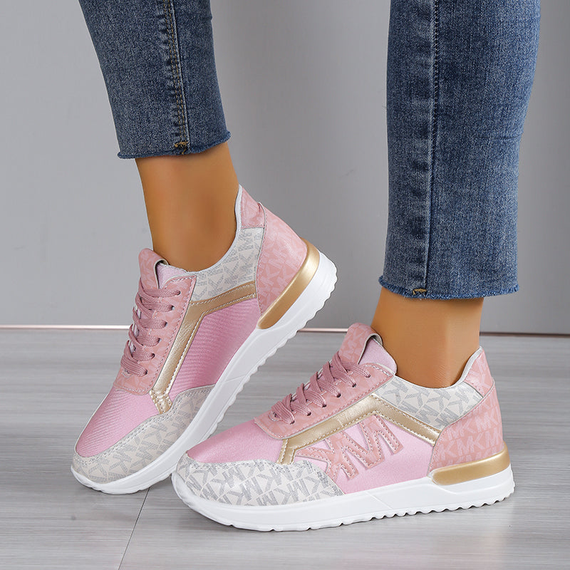Women's Sneakers – Low Profile – Breathable Mesh – Shock-Absorbing Comfort – Lace-Up Closure
