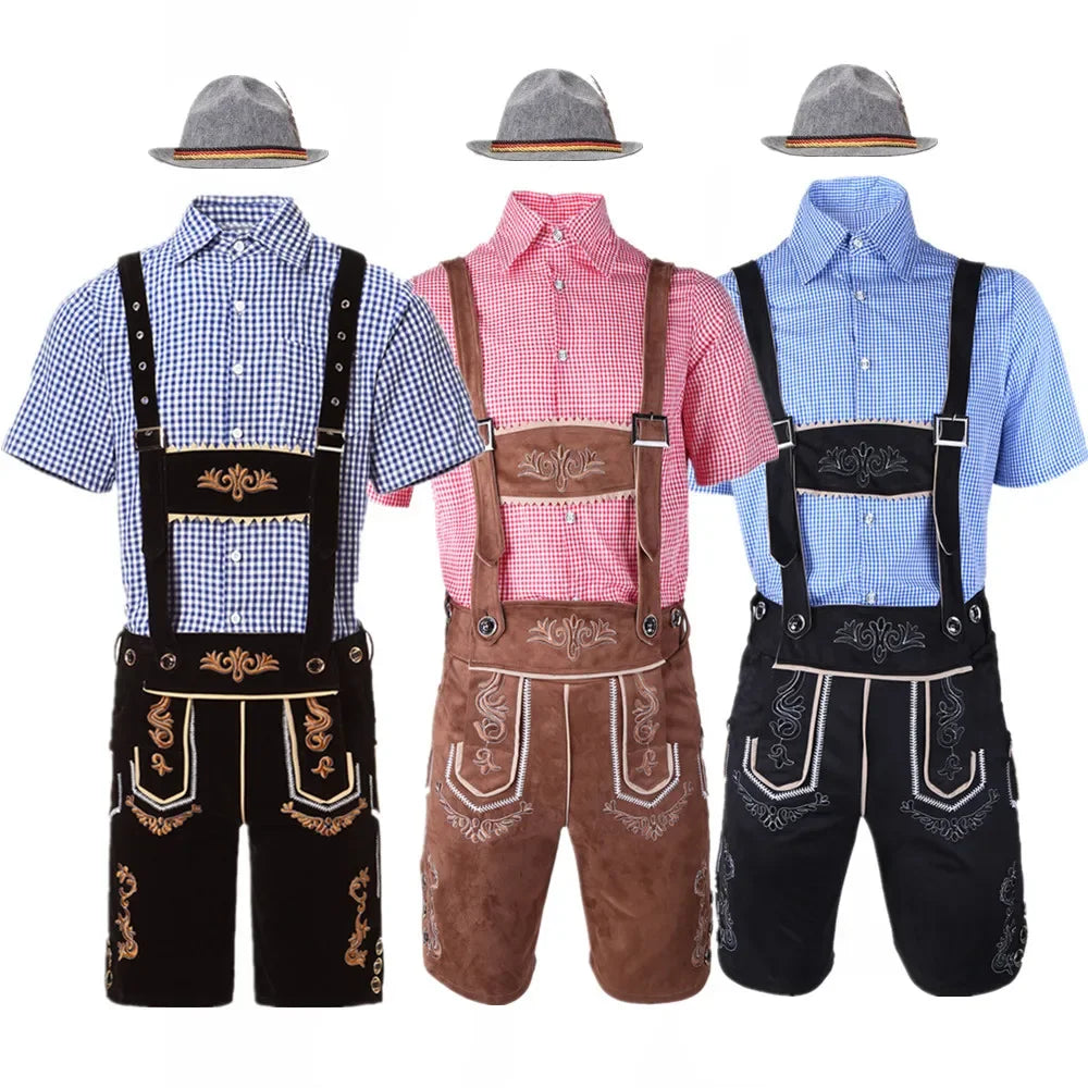 Embroidered Detail Suede-Like Lederhosen Set
