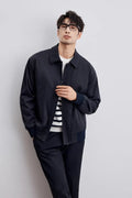 Men's Jacket – Relaxed Fit – Woven Cotton Blend – Button Closure – Classic Collar