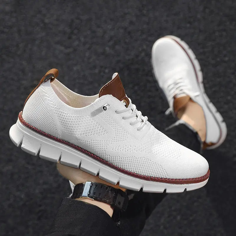 Men's Sneakers - Breathable Knit - Lightweight Rubber Sole - Lace-up Closure Comfort