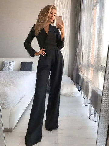 Tailored V-Neck Wide-Leg Jumpsuit