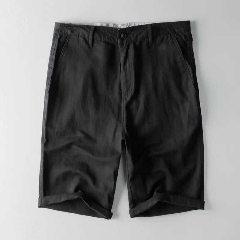 Men's Shorts – Cotton Linen Blend – Relaxed Fit – Knee Length with Pockets