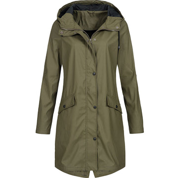 Water-Resistant Hooded Relaxed Fit Rain Jacket