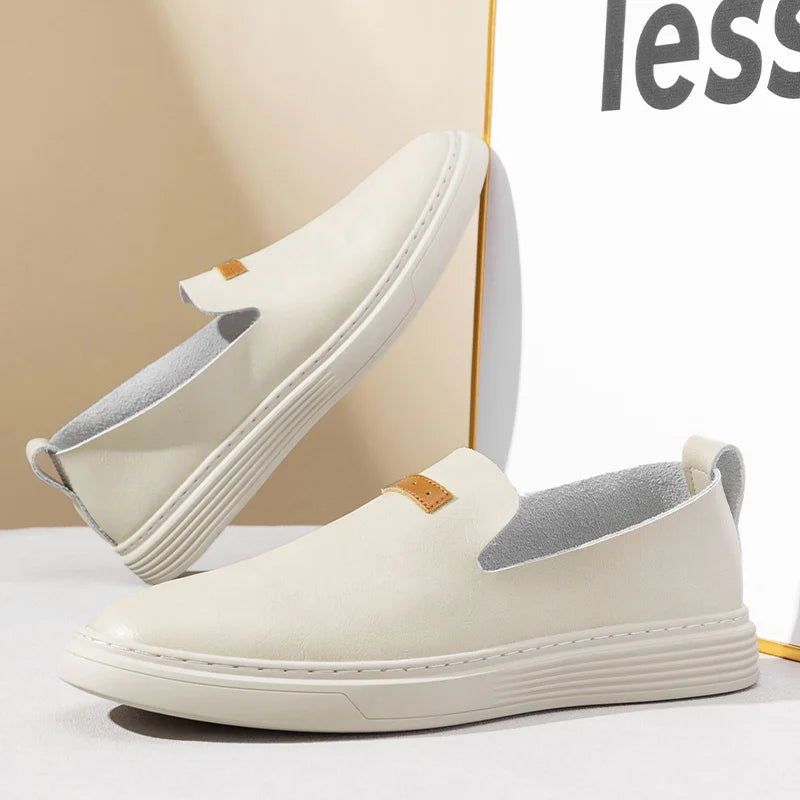Leather Padded Sole Slip-On Moccasins