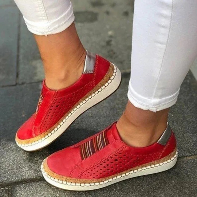 Women's Orthopedic Shoes – Breathable Upper – Elastic Details – Padded Sole – Slip-On