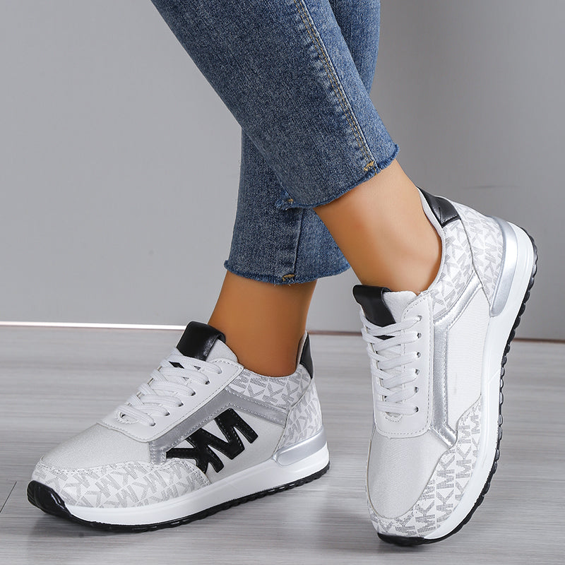Women's Sneakers – Low Profile – Breathable Mesh – Shock-Absorbing Comfort – Lace-Up Closure
