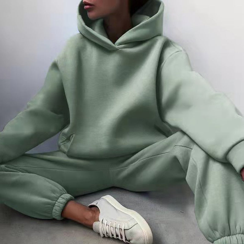 Women's Jogging Set - Oversized Hoodie & Pants - Soft Cotton - Relaxed Fit