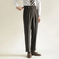 Men's Trousers – Tailored Fit – High Waist – Front Pleats – Cuffs at Ankles