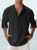 Men's Shirt - Relaxed Fit - Long-Sleeved - Sustainable Lightweight Fabric - Grandad Collar