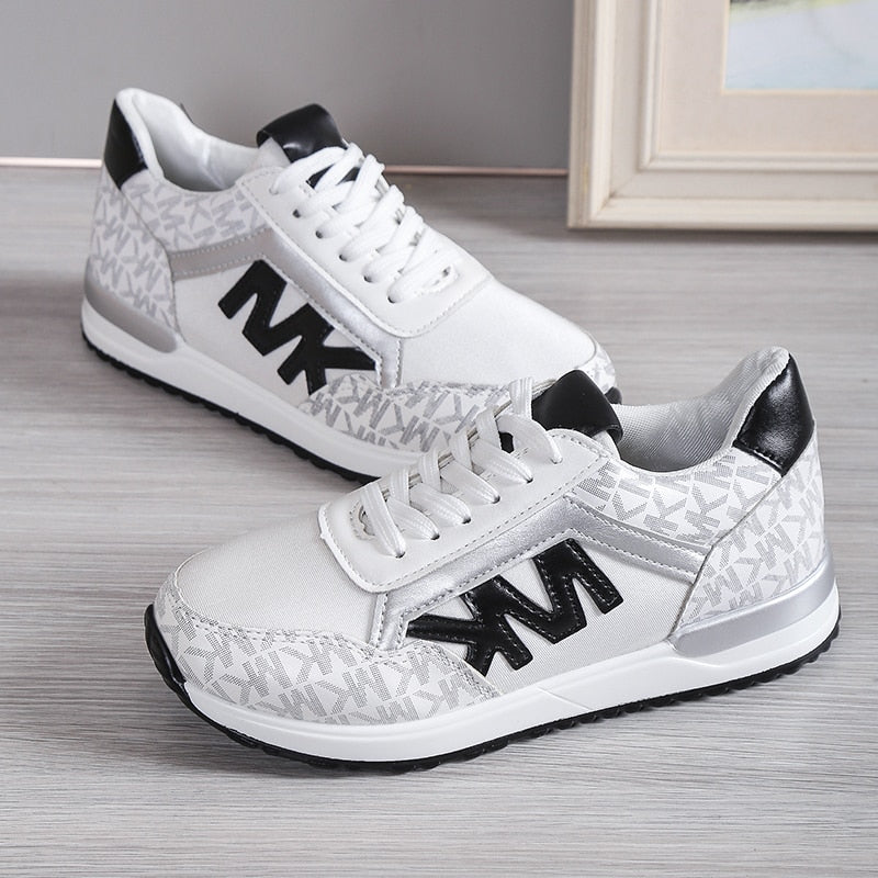 Women's Sneakers – Low Profile – Breathable Mesh – Shock-Absorbing Comfort – Lace-Up Closure