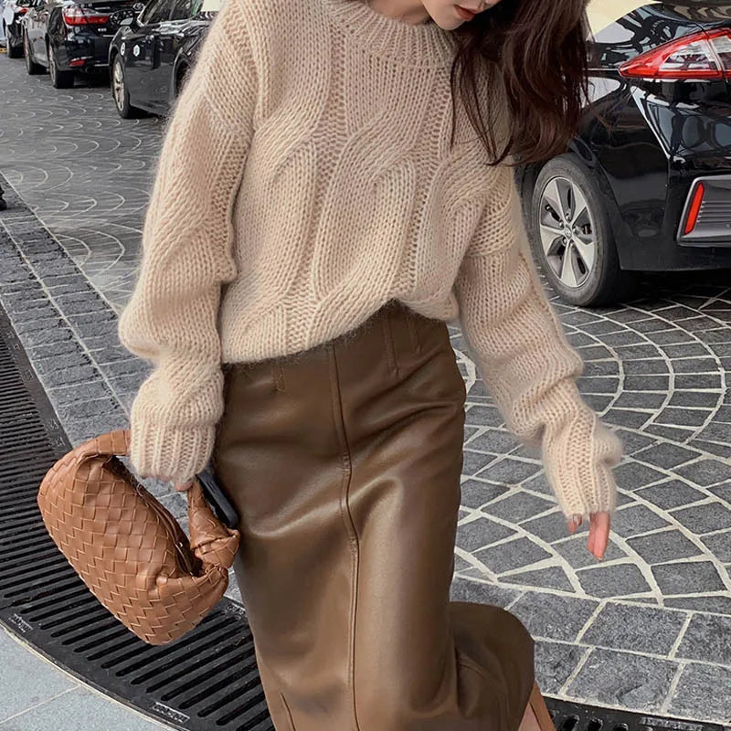 Wool Cable Stitch Oversized Sweater