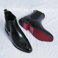 Men's Chelsea Boots – Leather – Slim Fit – Ankle Height – Cap Toe – Elastic Panels