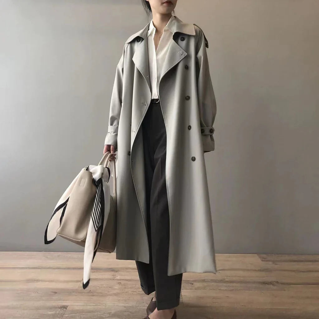 Double-Breasted Wool Blend Oversized Trench Coat