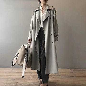 Double-Breasted Wool Blend Oversized Trench Coat