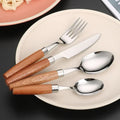 Tapered Wood Handle Brass Cutlery Set