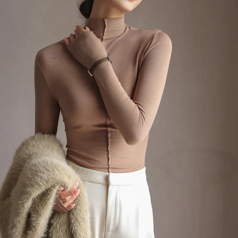 Slim Fit Stretch Turtleneck Top