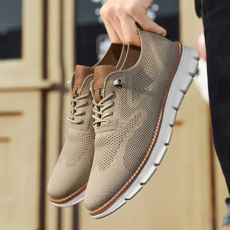 Men's Sneakers - Breathable Knit - Lightweight Rubber Sole - Lace-up Closure Comfort