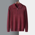 Men's Sweater – Regular Fit – Soft Knit – Short Zipper – Ribbed Edges – Flat Collar