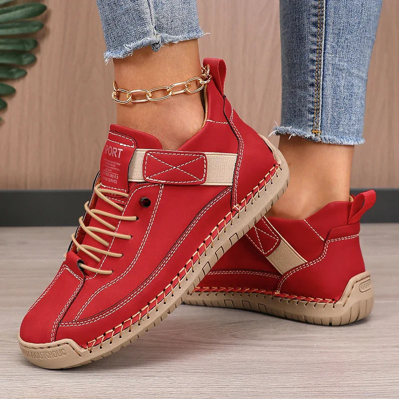 Anti-Slip Faux Leather Lace-Up Mid-Calf Boots