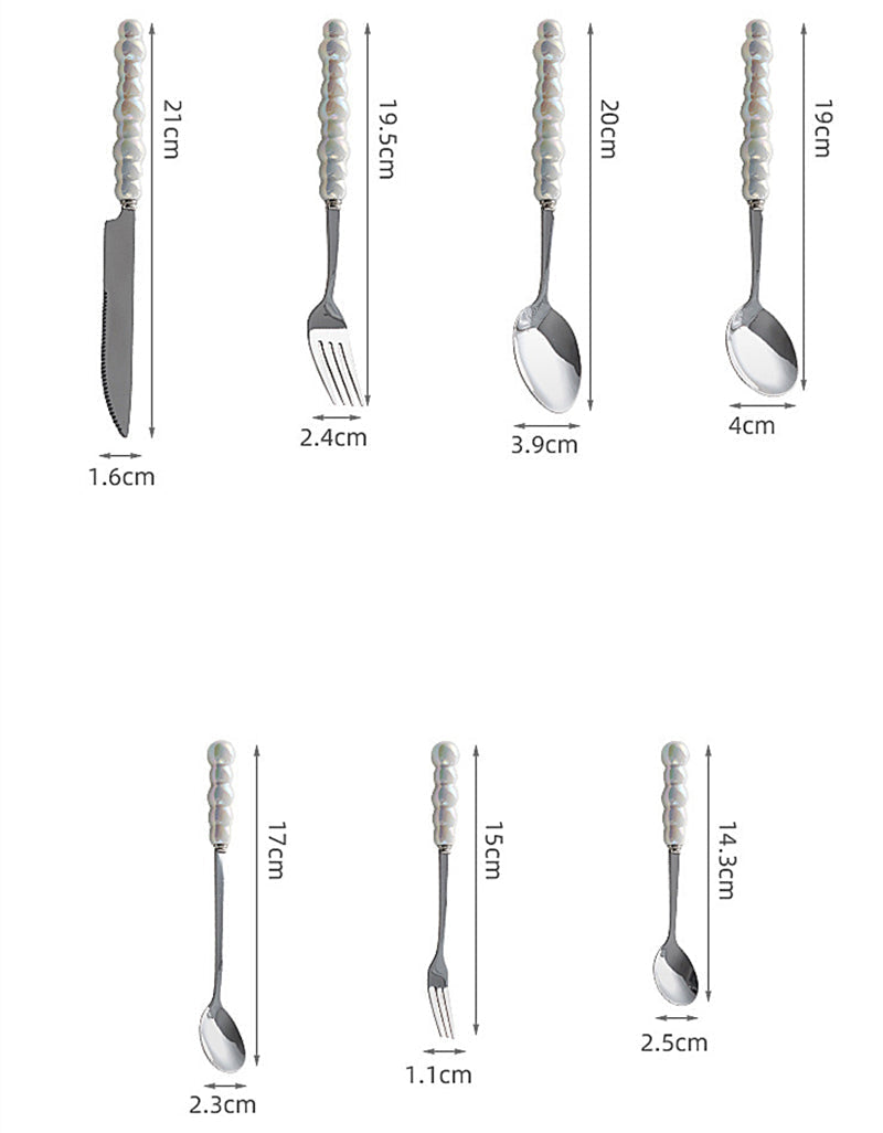 Stainless Steel Beaded Pearlescent Handle Flatware Set