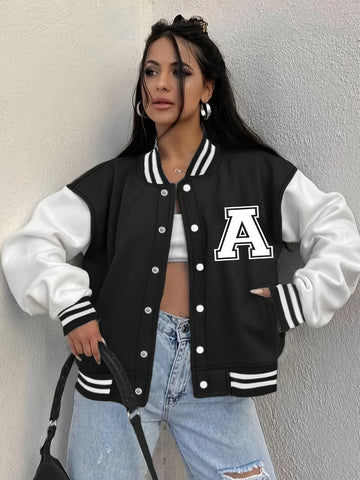 Woven Blend Relaxed Fit Baseball Jacket