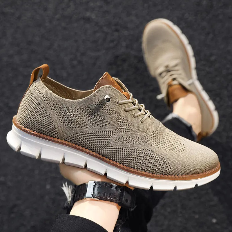 Men's Sneakers - Breathable Knit - Lightweight Rubber Sole - Lace-up Closure Comfort