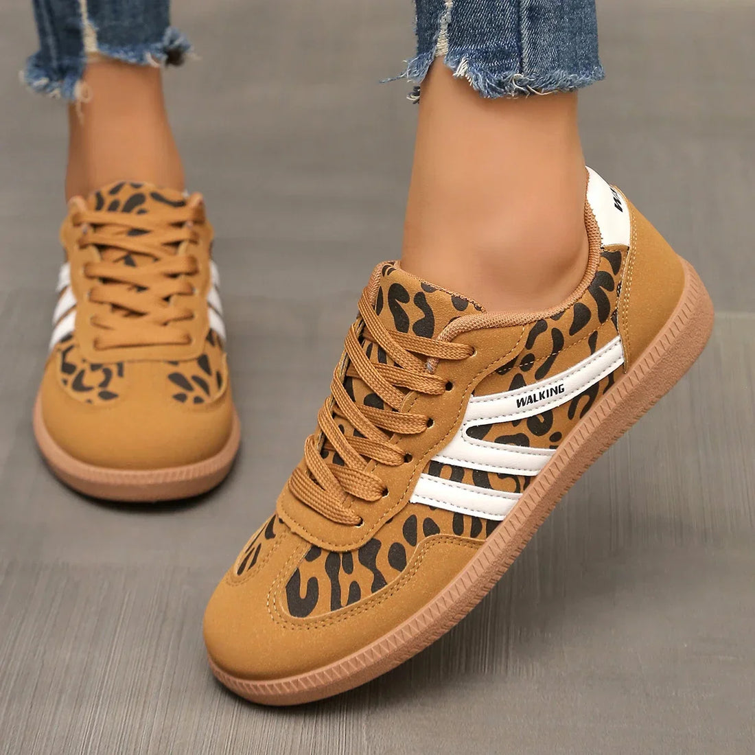 Suede Leopard Print Low-Top Sneakers