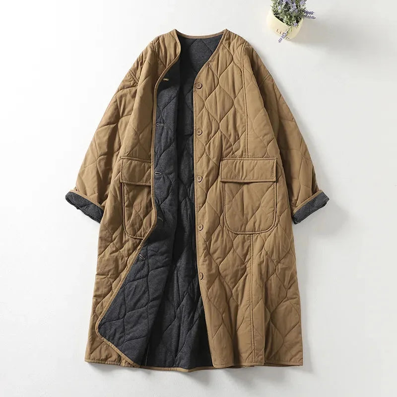 Quilted Oversized Relaxed Fit Longline Coat