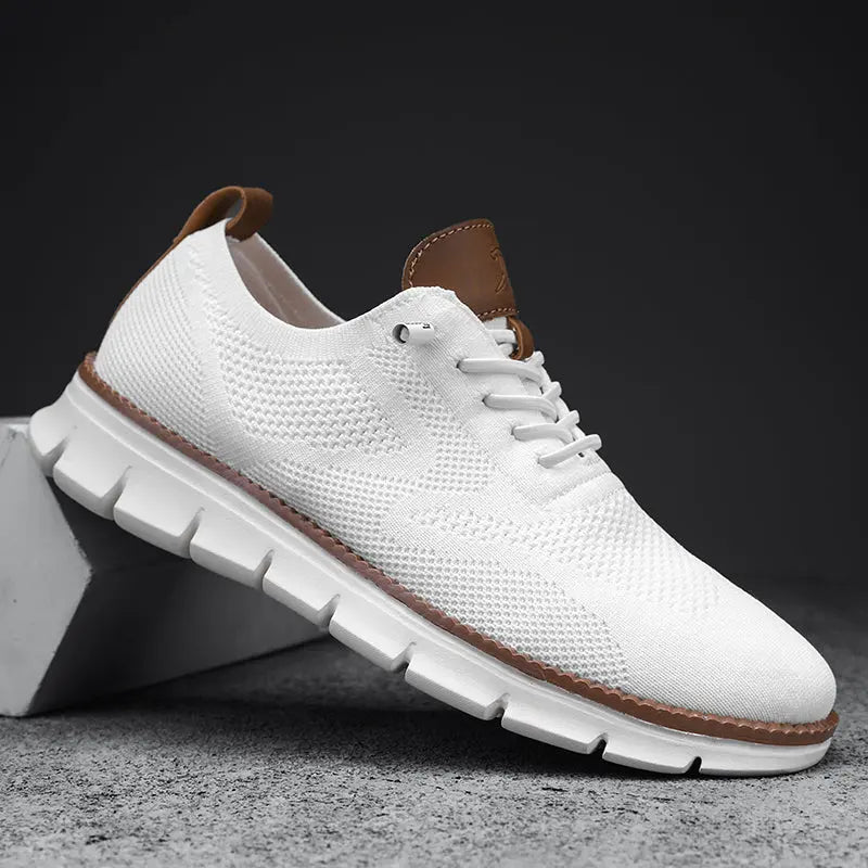 Men's Sneakers - Breathable Knit - Lightweight Rubber Sole - Lace-up Closure Comfort