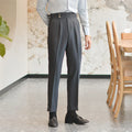 Men's Trousers – Tailored Fit – High Waist – Front Pleats – Cuffs at Ankles