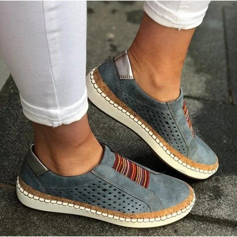 Women's Orthopedic Shoes – Breathable Upper – Elastic Details – Padded Sole – Slip-On