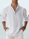 Men's Shirt - Relaxed Fit - Long-Sleeved - Sustainable Lightweight Fabric - Grandad Collar