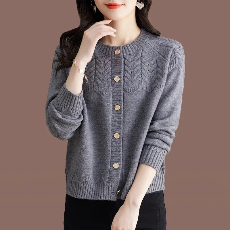 Wool Blend Relaxed Fit Cardigan Sweater