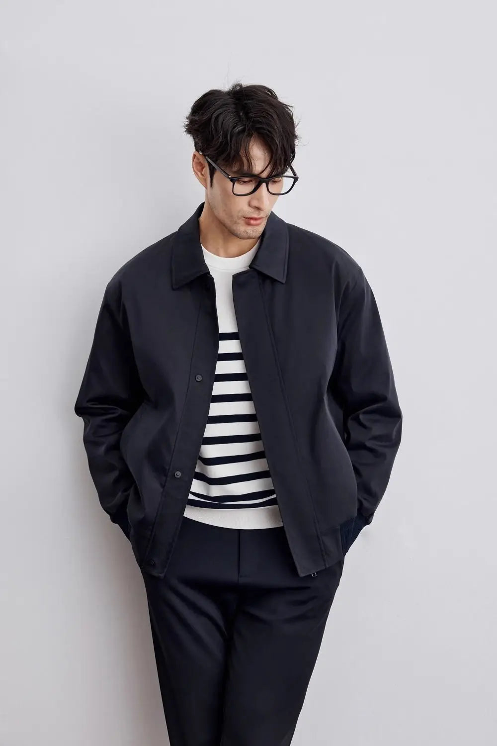 Men's Jacket – Relaxed Fit – Woven Cotton Blend – Button Closure – Classic Collar