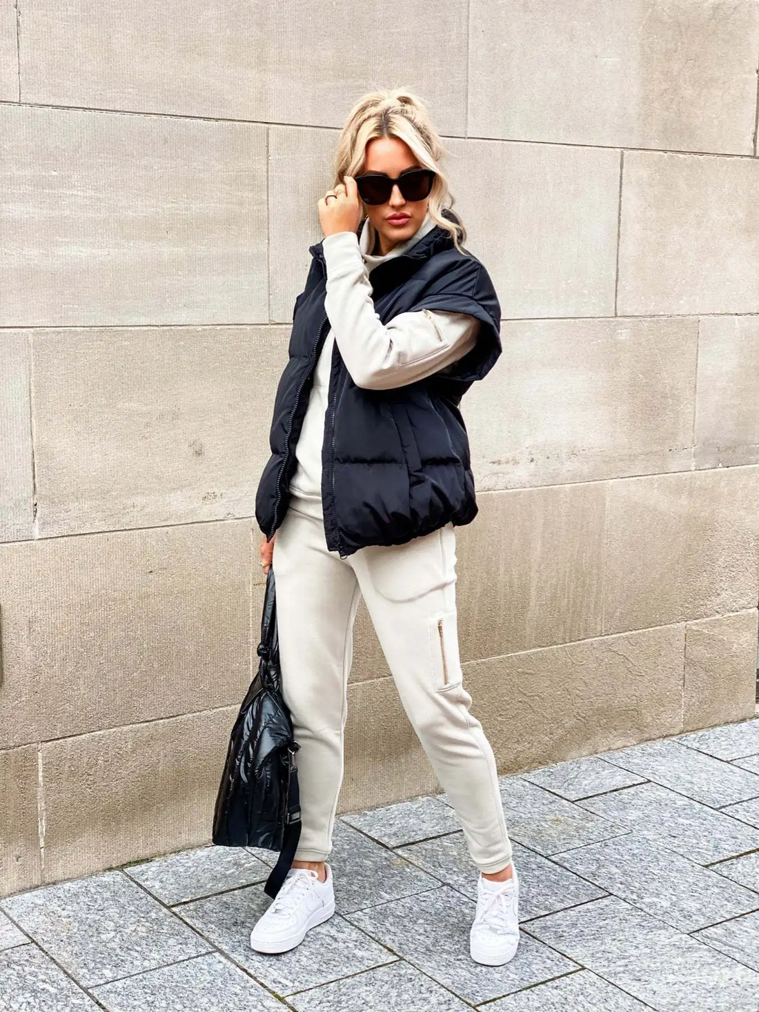 Quilted Relaxed Fit High Collar Vest