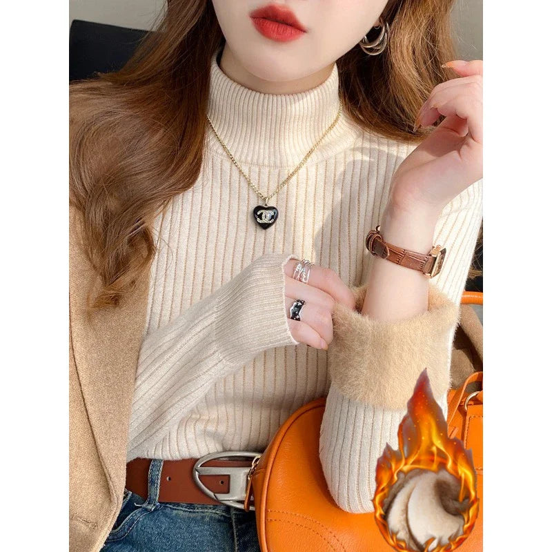 Velvety Cuff Slim Fit Turtleneck Sweater