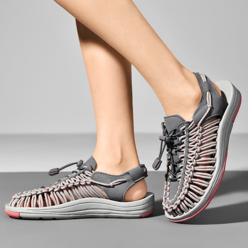 Unisex Sandals – Open Toe – Woven Upper – Adjustable Lacing – Rubber Sole