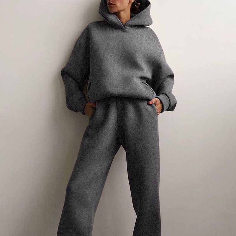 Women's Jogging Set - Oversized Hoodie & Pants - Soft Cotton - Relaxed Fit