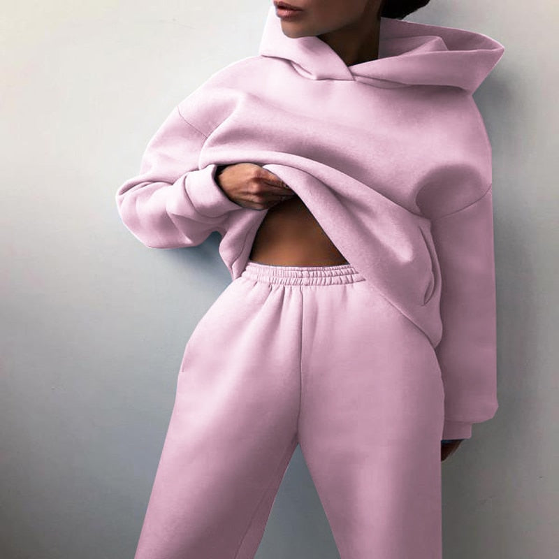 Women's Jogging Set - Oversized Hoodie & Pants - Soft Cotton - Relaxed Fit